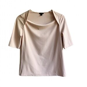 Ann Taylor Boatneck Top Size M Elbow Sleeve Classic Blouse Office Neutral Fall